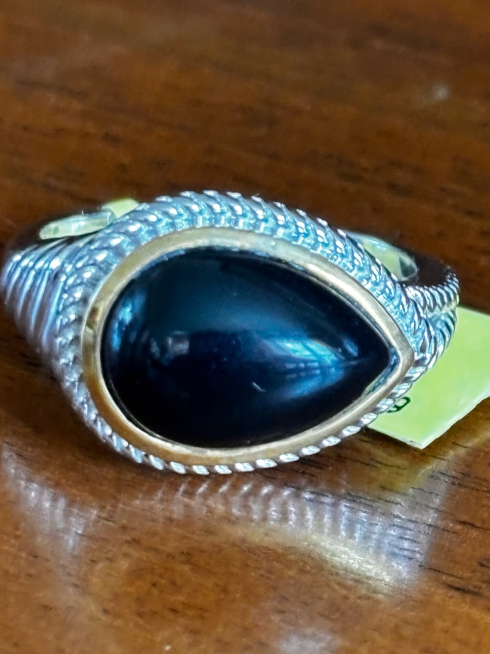 Sterling Silver Genuine Teardrop Black Onyx Ring